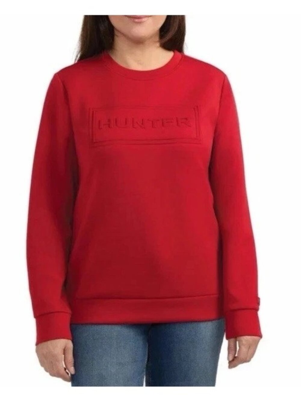 Hunter Red Crewneck Sweatshirt XL Embroidered Logo Womens Casual Pullover